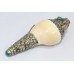 Conch Shell Trumpet white metal old tibetan turquoise coral decorative P 681